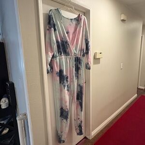 VENUS Pastel Tie-Dye Jumpsuit with hood size 2x